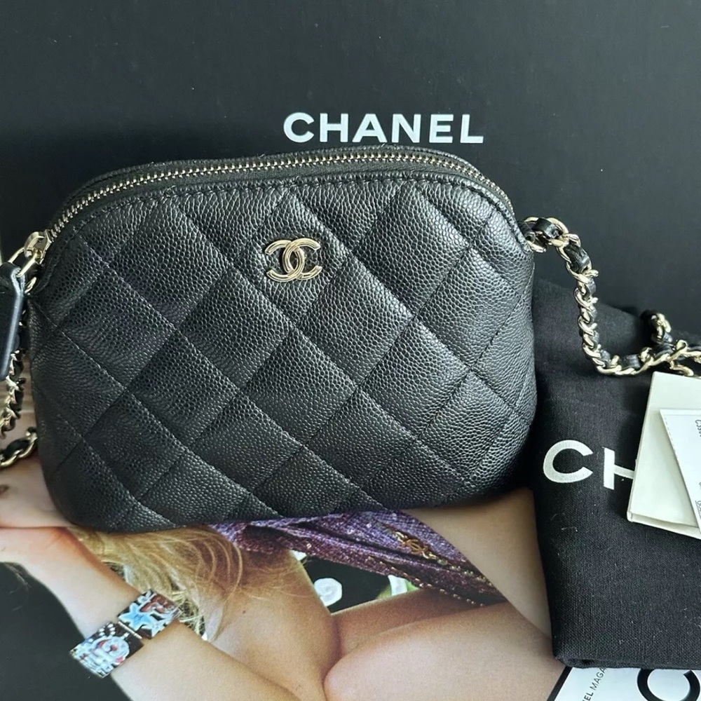 CHANEL Crossbody Black Caviar Leather Bag with Gold Hardware. 100% Authentic!!! - Picture 2 of 7